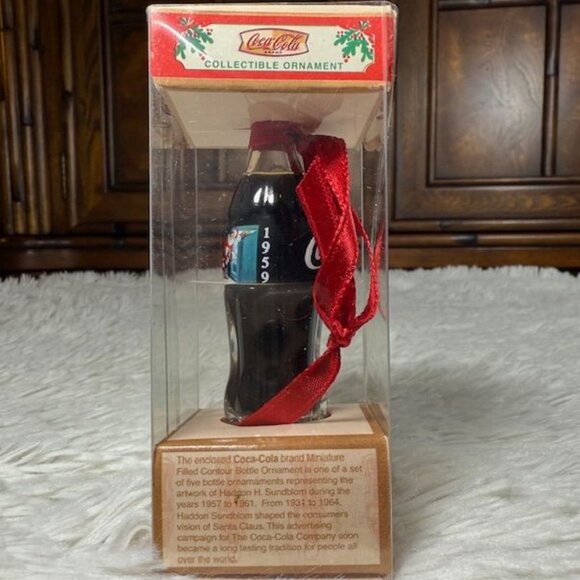 Vintage Coca-Cola Sundbloom Santa Miniature Filled Collectible Bottle Ornament - Picture 3 of 10
